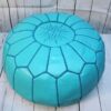 Blue Moroccan Pouf - leather pouf - Berber pouf - ottoman pouf - moroccan leather pouf
