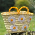 Handmade Straw Basket Bag with Floral Embroidery
