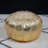 Gold Moroccan Leather Pouf – Handmade Metallic Ottoman Footstool