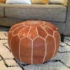 Moroccan Leather Pouf – Handmade Ottoman Footstool